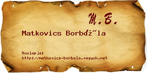 Matkovics Borbála névjegykártya